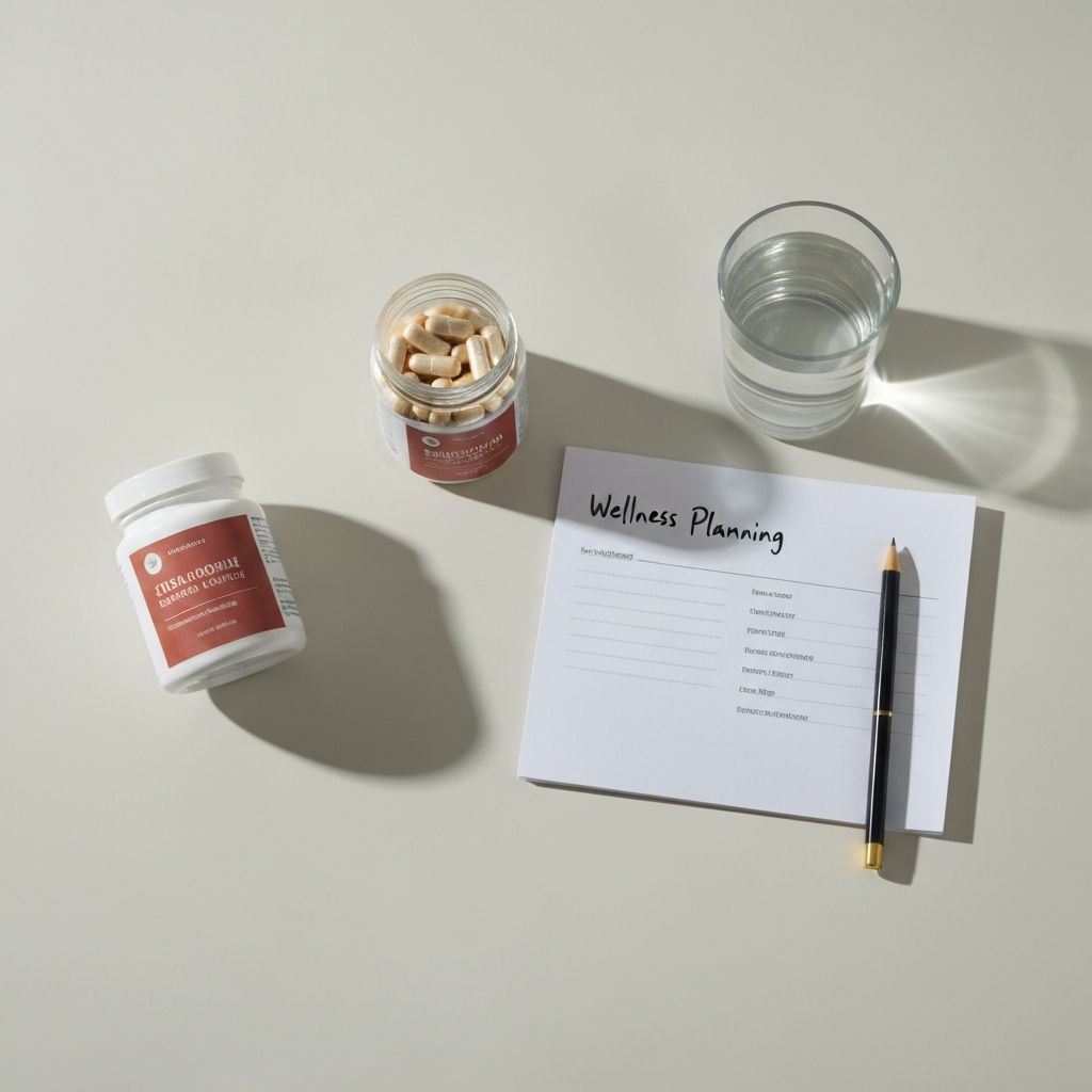 Zwei Supplement-Flaschen mit Wasser auf Tisch